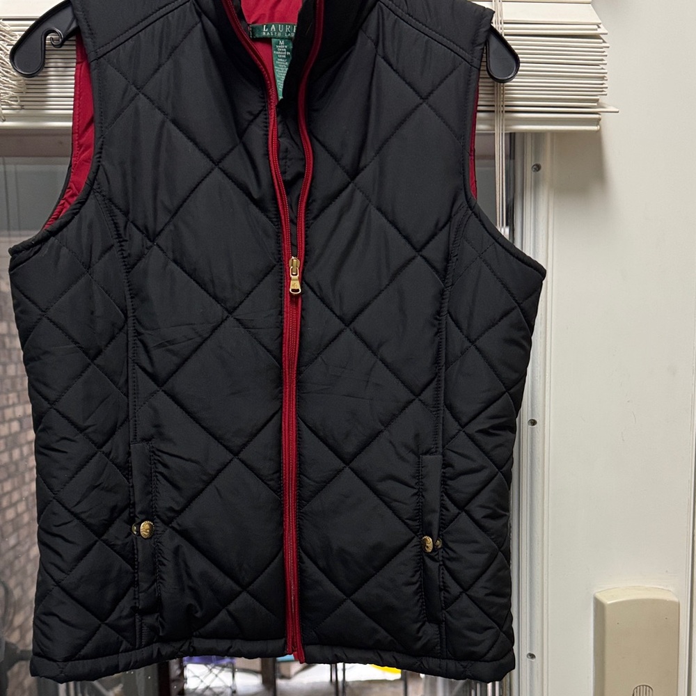 Lauren Ralph Lauren Black and Red Quilted Vest